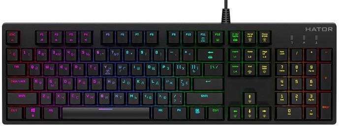 Клавіатура, Hator Rockfall EVO Optical USB, Black ( Gaming )