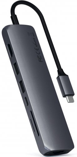  USB-хаб Satechi USB Slim Multi-Port Adapter with Ethernet Space Gray (ST-UCSMA3M)