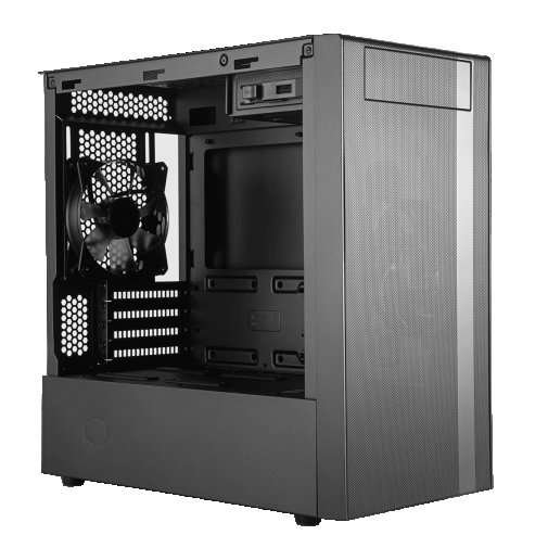 mATX, Cooler Master MasterBox NR400, NoPSU, Fan 2x12cm, 2xUSB3.0, Black, прозора бокова стінка