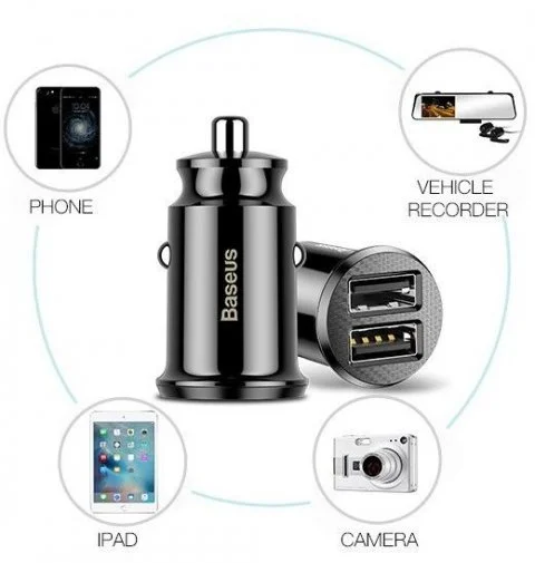 Фото: Автомобільний зарядний пристрій Baseus Grain Car Charger 3.1A Black (CCALL-ML01) № 7 | KTC