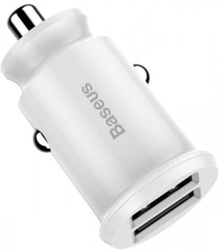 Зарядний пристрій Baseus Grain Car Charger 3.1A White (CCALL-ML02)