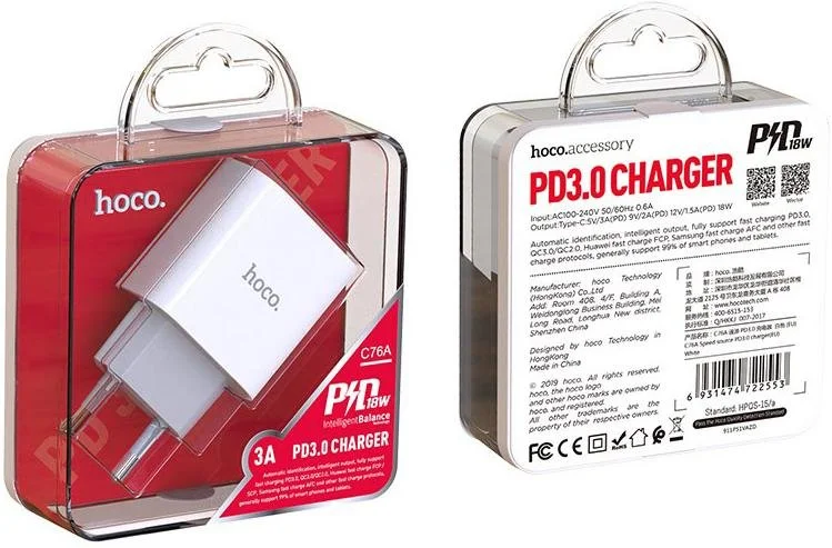Фото: Зарядний пристрій Hoco C76A 20W White (C76A White) № 6 | KTC