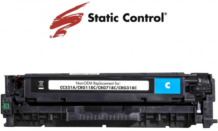 Совместимый картридж Static Control HP CLJ CC531A (304A) Cyan (002-01-RC531A)
