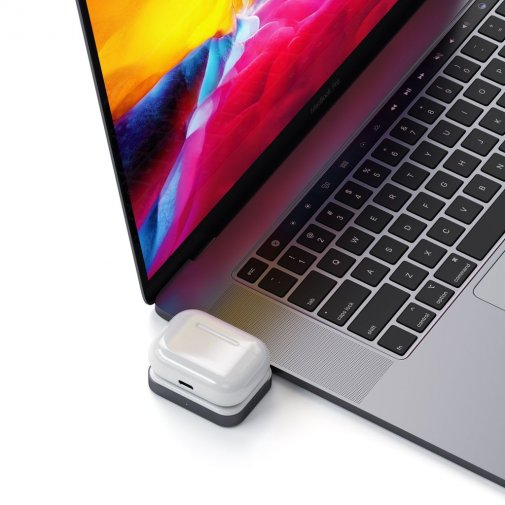 Док-станція Satechi USB-C Wireless Charging Dock for AirPods Space Gray (ST-TCWCDM)