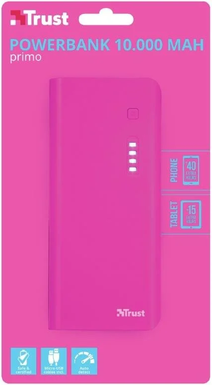 Фото: Батарея універсальна Trust Primo Power Bank 10000mAh Pink (22749_TRUST) № 7 | KTC