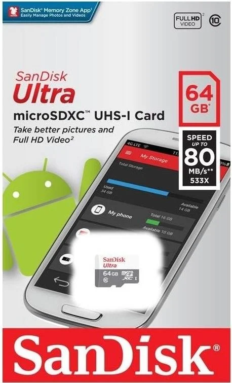 Фото: FLASH пам'ять SanDisk Ultra Micro SDXC 64GB (SDSQUNR-064G-GN3MN) № 4 | KTC