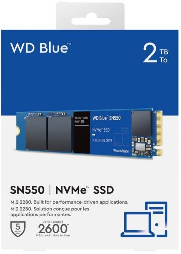 Твердотільний накопичувач Western Digital Blue SN550 2280 PCIe 3.0 NVMe 2TB (WDS200T2B0C)