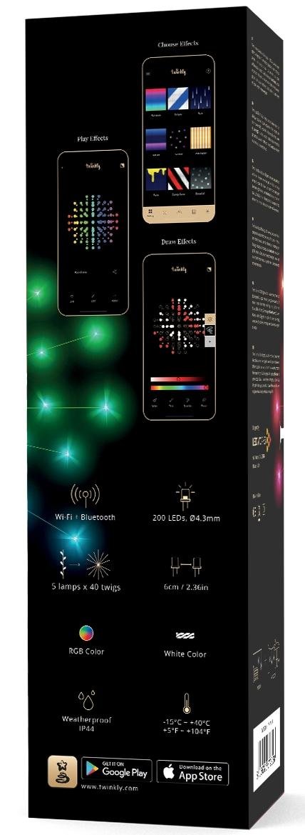  Гірлянда Twinkly Smart LED Spritzer RGB 200, Gen II, IP44, 60 cm, кабель білий