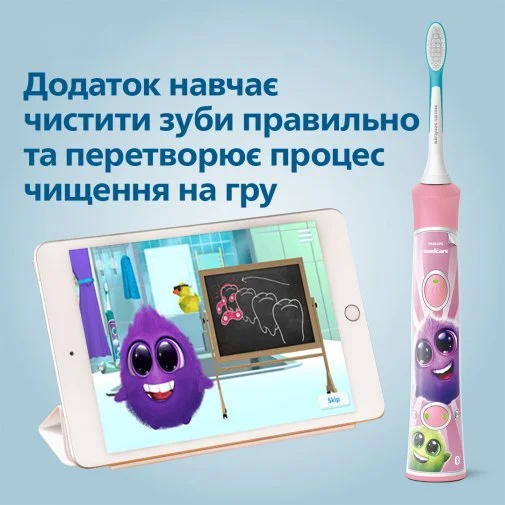 Фото: Електрична зубна щітка Philips Sonicare For Kids Bluetooth Pink (HX6352/42) № 17 | KTC