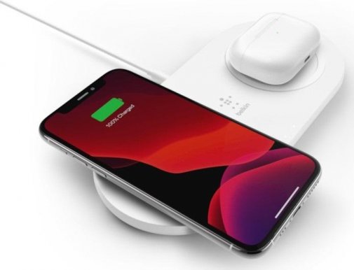 Зарядний пристрій Belkin Dual Pads Wireless Charging Qi 15W White (WIZ008VFWH)