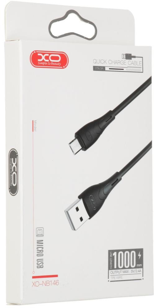 Кабель XO NB146 2.4A AM / Micro USB 1m Black (NB146 microUSB Black)