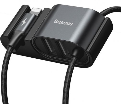Кабель Baseus Cable for Backseat USB to iP-Dual USB AM / Lightning 1.5m Black (CALHZ-01)
