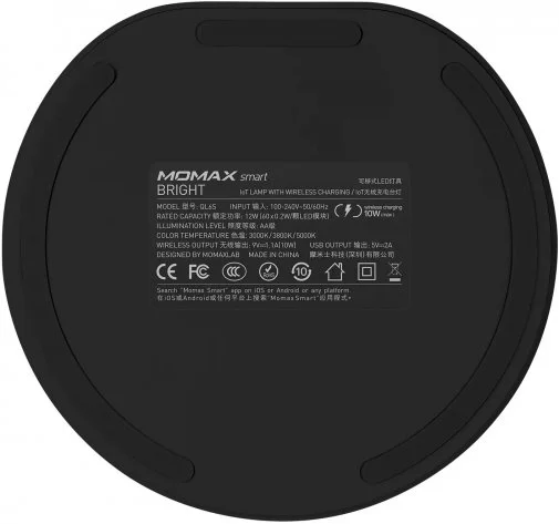 Фото: Лампа Momax Bright IoT Lamp with Wireless Charging 10W Black (QL6SEUD) № 12 | KTC