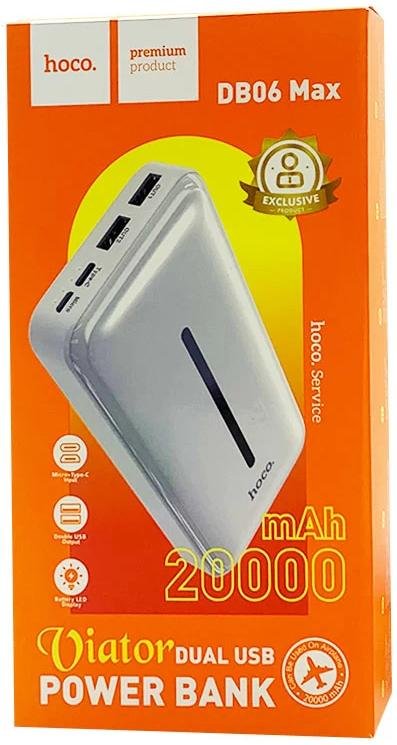 Батарея універсальна Hoco DB06 Max VIATOR 20000mAh White (DB06 20000 White)