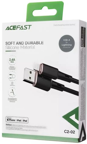 Кабель Acefast C2-02 2.4A AM / Lightning 1.2m Black (AFC2-02B)