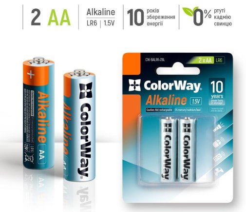 Батарейка ColorWay Alkaline Power LR06 (AA) (BL/2)