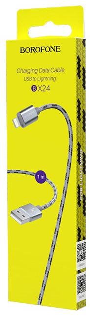 Кабель BOROFONE BX24 Ring current 2.4A AM / Lightning 1m Metal Gray (BX24LMG)