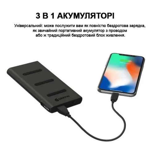 Фото: Батарея універсальна Griffin Reserve Wireless Charging 5000mAh Black (GP-023-BLK) № 16 | KTC