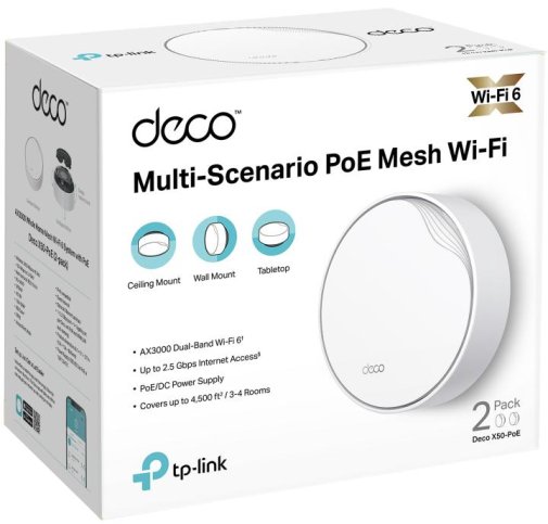  Wi-Fi система TP-Link Deco X50 PoE (DECO-X50-POE-2-PACK)