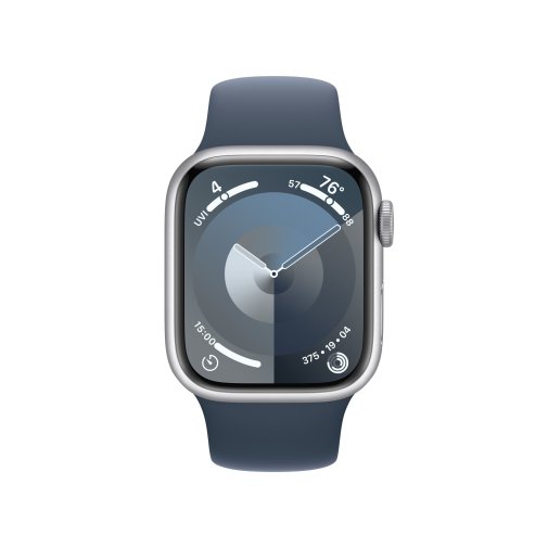 Смарт годинник Apple Watch Series 9 GPS 41mm Silver Aluminium Case with Storm Blue Sport Band - S/M (MR903)