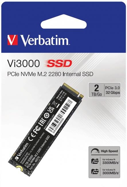 SSD-накопичувач Verbatim Vi3000 2280 PCIe 3.0 x4 2TB (49376)