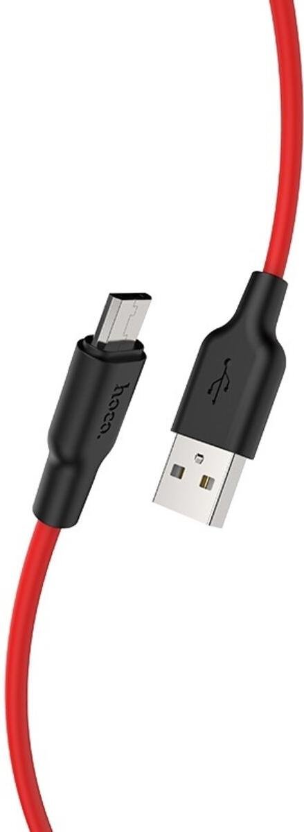 Кабель Hoco X21 Plus Silicone 2.4A AM / Micro USB 2m Black/Red (6931474713841)