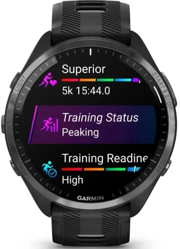 Фото: Смарт годинник Garmin Forerunner 965 - Carbon Gray DLC Titanium Bezel with Black Case and Black/Powder Gray Silicone Band (010-02809-10) № 8 | KTC