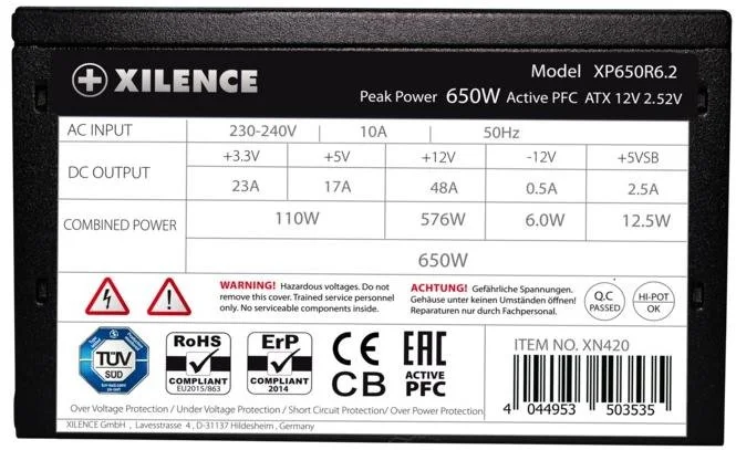 Фото: Блок живлення Xilence 650W Performance C plus XN420 Bulk (XP650R6.2 BULK) № 8 | KTC