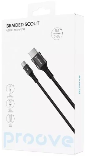 Фото: Кабель Proove Braided Scout 2.4A AM / MicroUSB 1m Black (CCBS20001301) № 11 | KTC