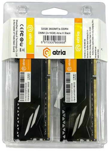 Оперативна пам’ять Atria Fly Black DDR4 2x16GB (UAT43600CL18BK2/32)