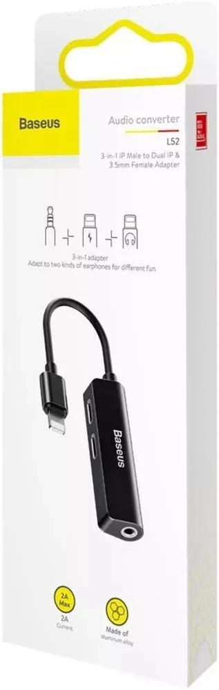 Фото: Перехідник Baseus L52 Lightning / 2xLightning/Jack 3.5mm Black (CALL52-01) № 6 | KTC