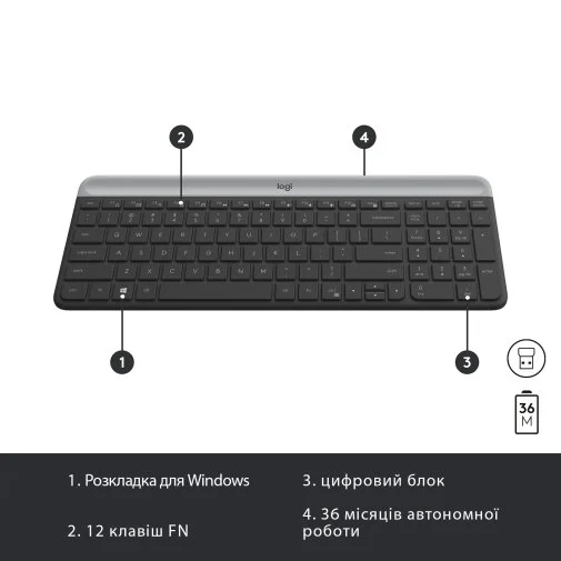 Фото: Комплект клавіатура+миша Logitech MK470 Slim Combo Graphite (920-009204) № 19 | KTC