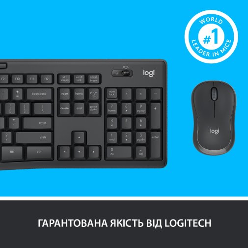 Комплект клавіатура+миша Logitech MK295 US/UKR Graphite (920-009800)