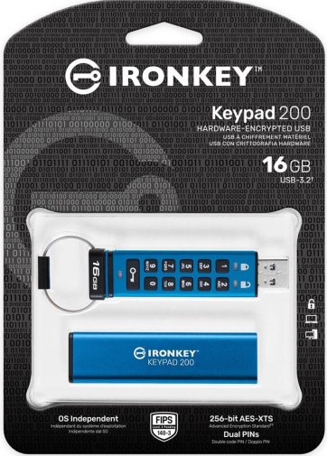 Флешка USB Kingston IronKey Keypad 200 16GB Blue (IKKP200/16GB)