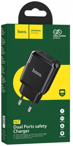 Зарядний пристрій Hoco N7 2U 2.1A Black (N7_Black)