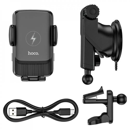 Кріплення для мобільного телефону Hoco S35 Smart alignment wireless charging Black (S35 Black)