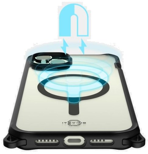 Чохол iTSkins for iPhone 15 HYBRID R Sling 2.0 with MagSafe Black and transparent (AP5N-HMASL-BKTR)