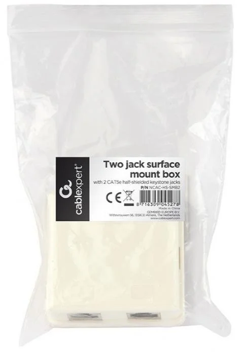Фото: Розетка зовнішня Cablexpert FTP RJ-45 Cat.5e White (NCAC-HS-SMB2) № 4 | KTC