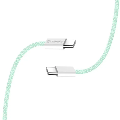Фото: Кабель ColorWay 3A 60W Type-C / Type-C 1m Green (CW-CBPDCC061-G) № 15 | KTC
