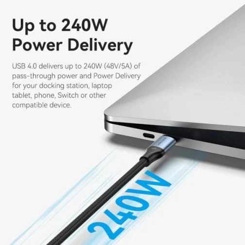 Фото: Кабель Vention Thunderbolt 4 240W 5A Type-C / Type-C 1m Black (TAVHF) № 15 | KTC