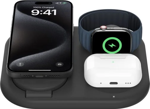 Фото: Бездротова зарядна станція Belkin BoostCharge 3in1 Magnetic Foldable Black (WIZ029VFBK) № 10 | KTC