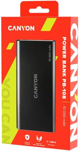 Батарея універсальна Canyon PB-108 10000mAh White (CNE-CPB1008W)