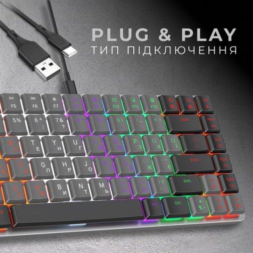 Клавіатура GamePro MK140R Red Switch Low Profile USB Dark Gray