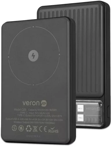 Фото: Батарея універсальна Veron Q25 magnetic fast 10000mAh 22.5W Black № 7 | KTC