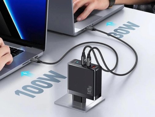Зарядний пристрій Usams US-UM GaN 140W Black with Type-C/Type-C (UMXLOGTC01)