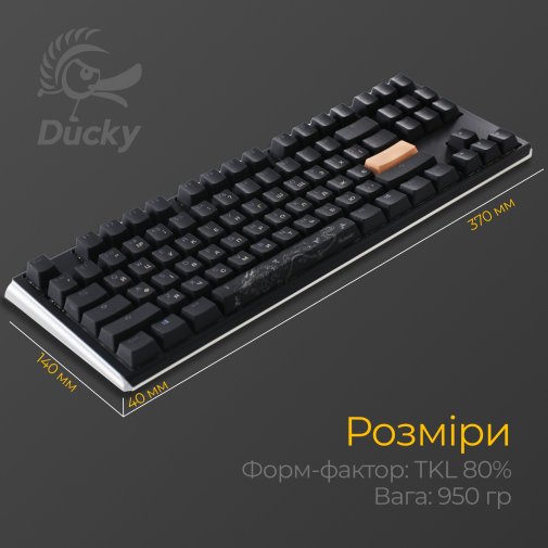 Клавіатура Ducky One 3 TKL Cherry MX Blue RGB ENG/UKR Black (DKON2187ST-CUAPXCLAWSC1)