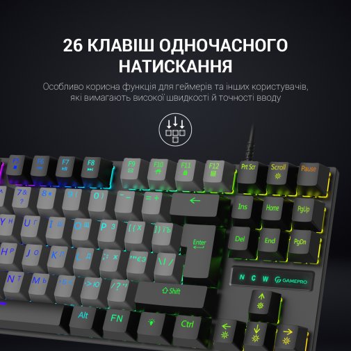 Клавіатура GamePro MK100B Blue Switch LED USB Black