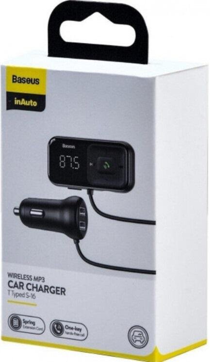 FM-Трансмітер + АЗП Baseus T Shaped S-16 MP3 Player Black (CCMT000201)