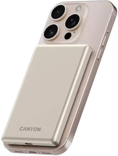 Фото: Батарея універсальна Canyon OnCharge 505 Slim Magsafe 5000mAh 20W Beige (CNS-CPB505BE) № 12 | KTC
