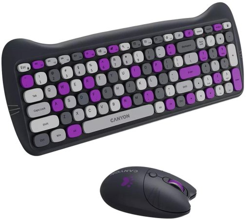 Комплект клавіатура+миша Canyon HSET-W6 Kitty Edition Wireless Violet (CNS-HSETW6VT)